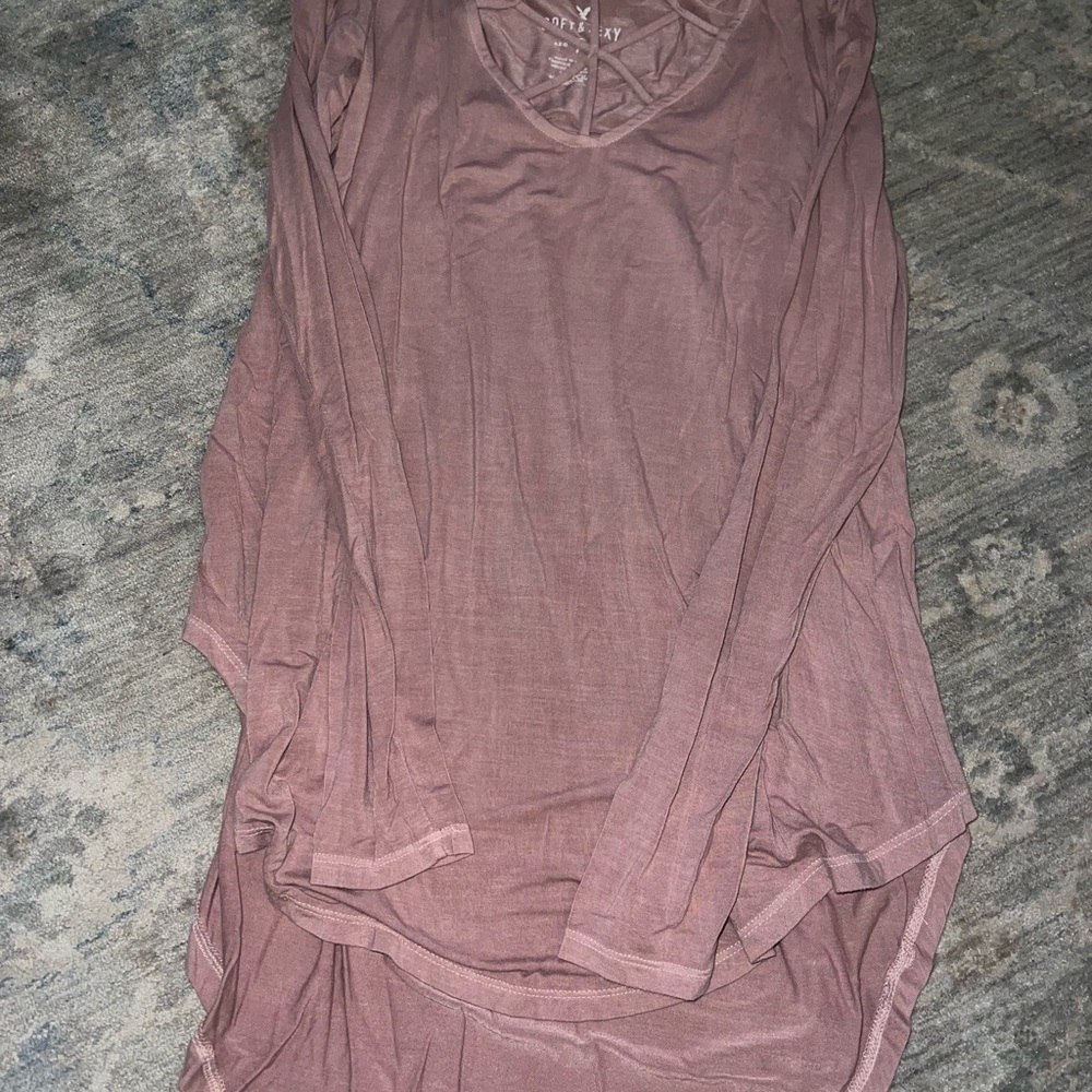 American Eagle Outfitters Dusty Rose Long Sleeve Top